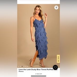 Love the Look Dusty Blue Tiered Ruffled Midi Dress Lulus - XL